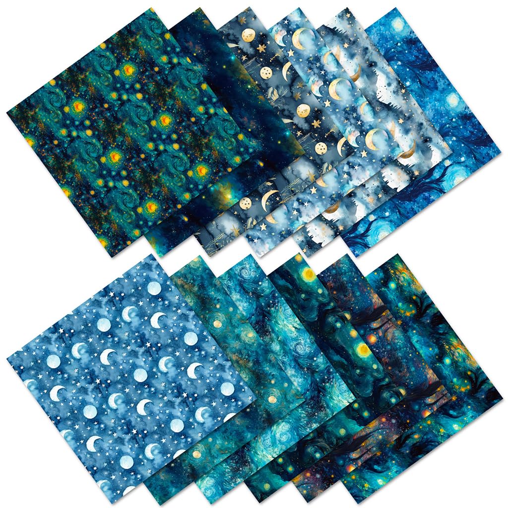 HASTHIP 24Pcs Galaxy Pattern Scrapbook Paper - 6 HASTHIP 24Pcs Galaxy Pattern Scrapbook Paper - 6